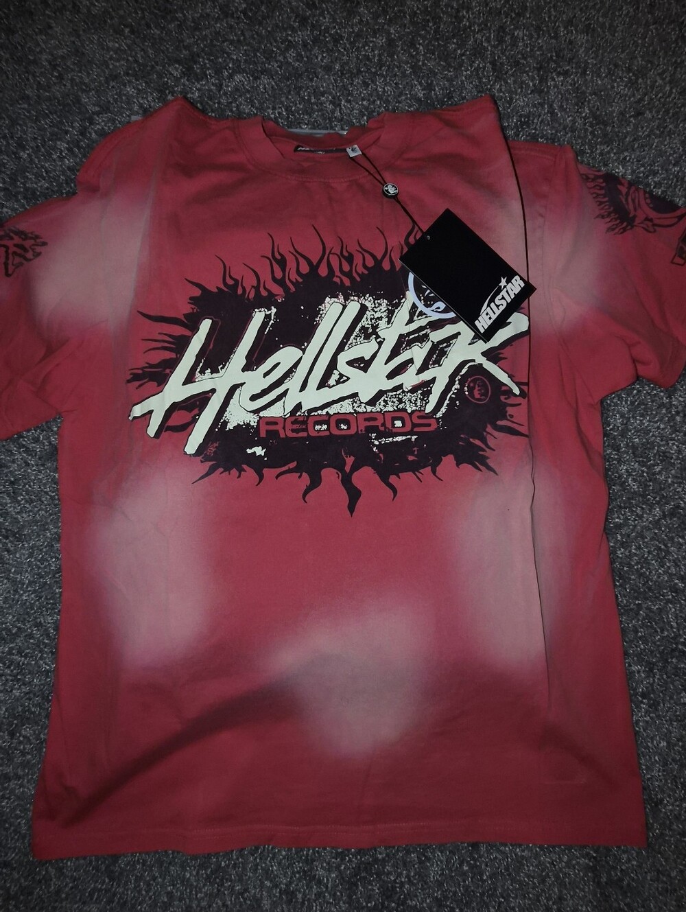 Hooligan Records Graphic Tee - Red with Black & White Print